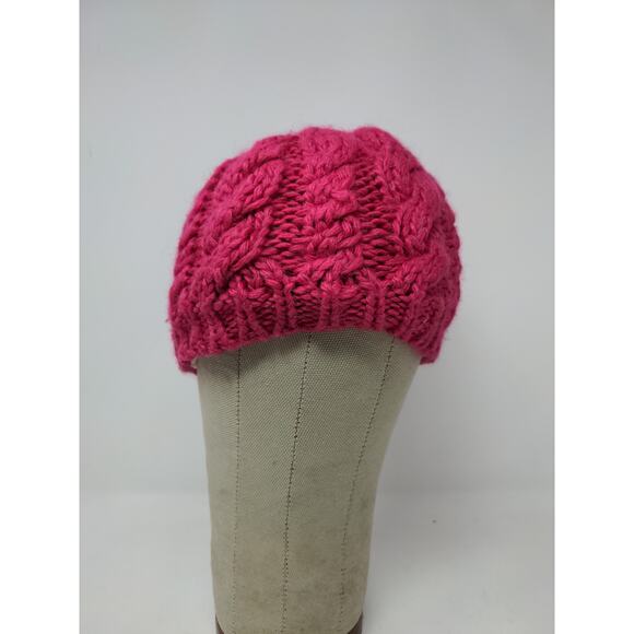 Girls The North Face Cable Knit Hat 70% Acrylic 20% Wool 10% Alpaca Pink Size M - Picture 2 of 10